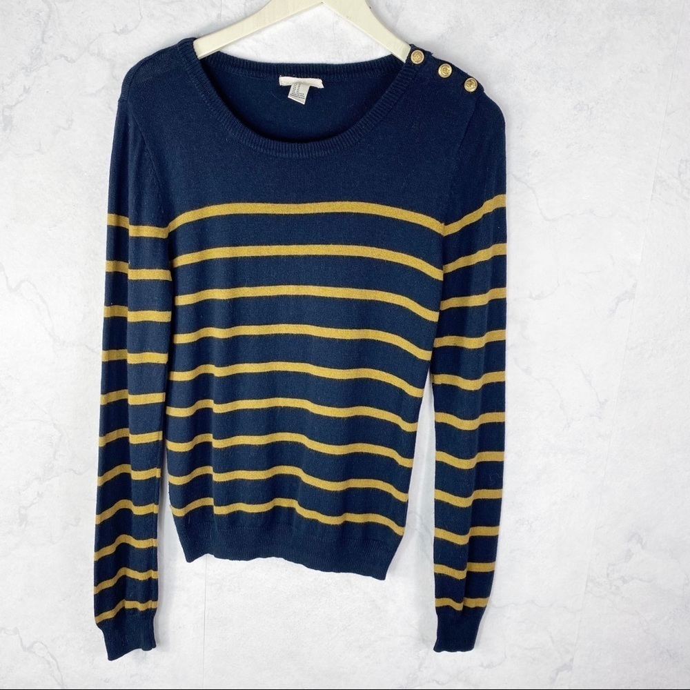 [F21] Navy Stripe Knit Sweater